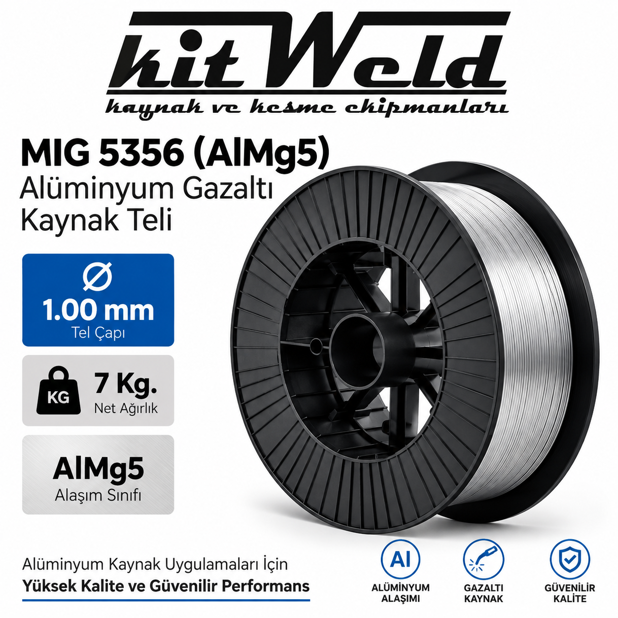kitWeld MIG 5356 AlMg5 Ø1.00 mm Alüminyum Gazaltı Kaynak Teli