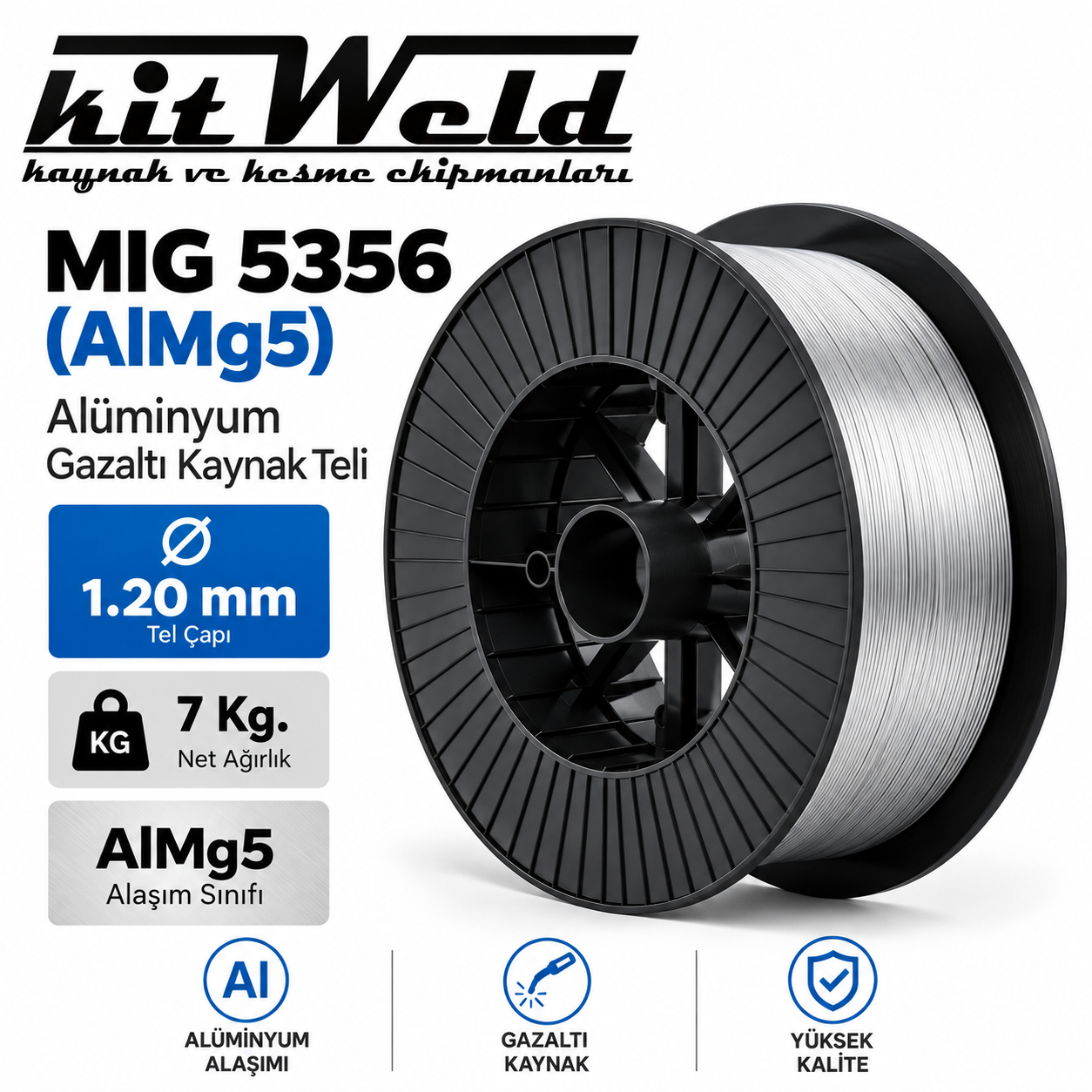 kitWeld MIG 5356 AlMg5 Ø1.20 mm Alüminyum Gazaltı Kaynak Teli
