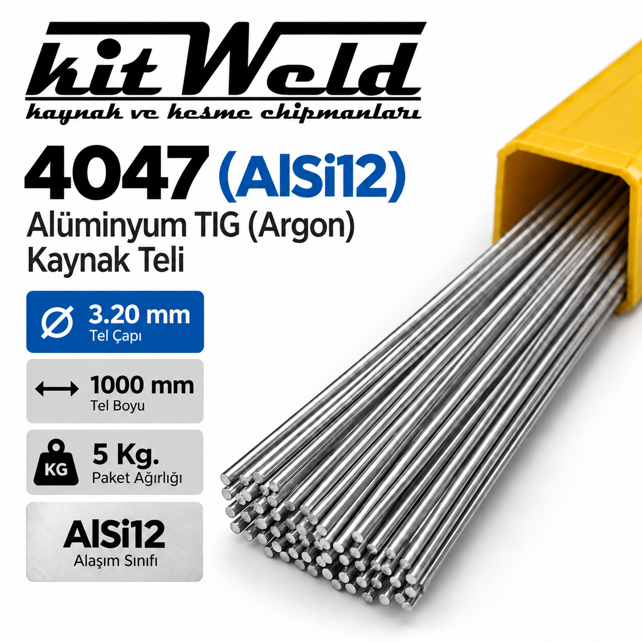 ER4047 AlSi12 Ø3,20 mm TIG Kaynak Teli