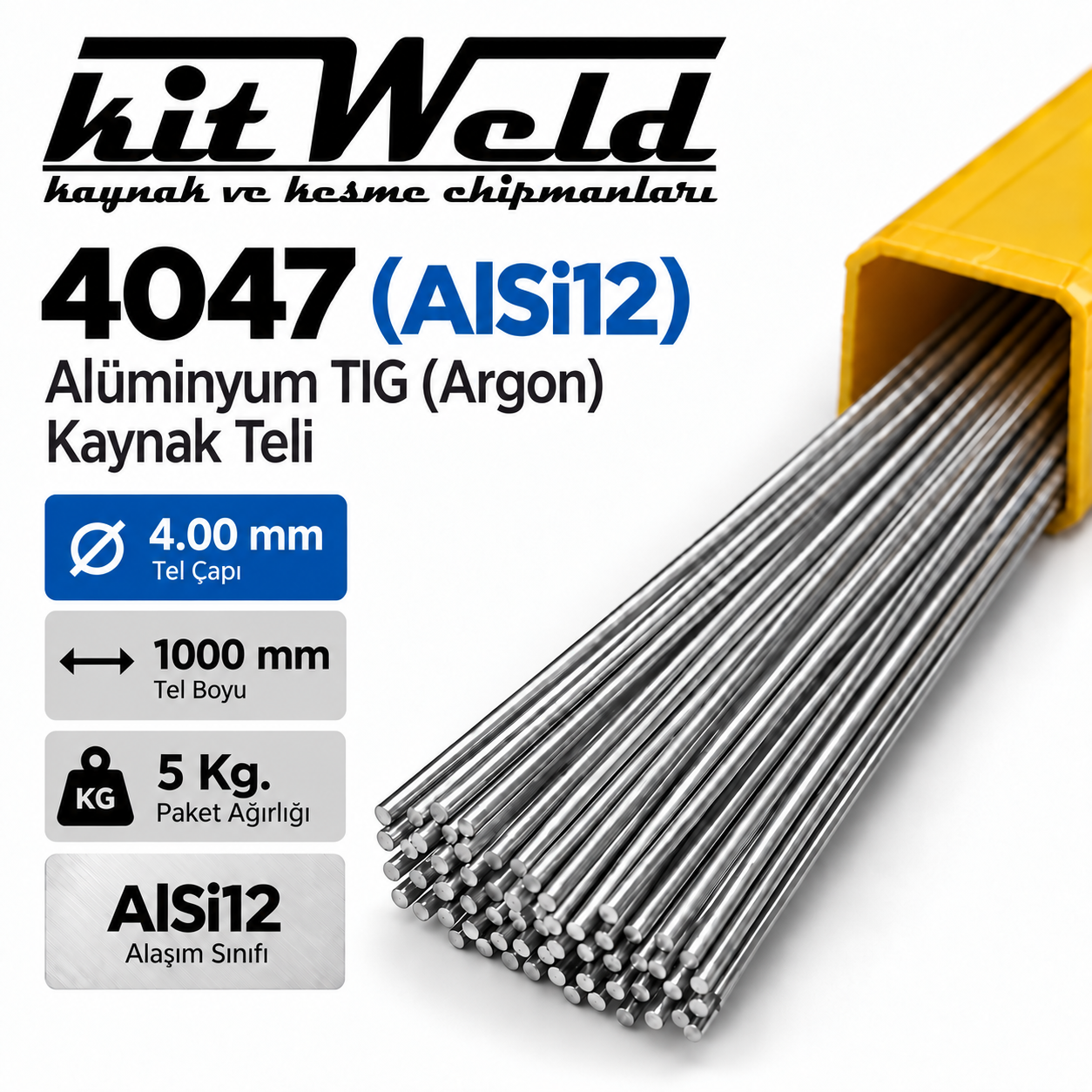 ER4047 AlSi12 Ø4,00 mm TIG Kaynak Teli