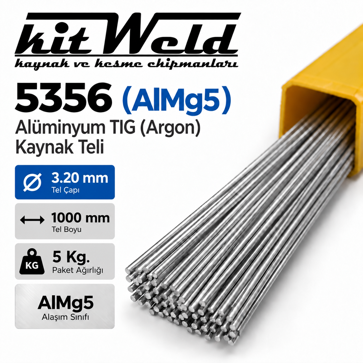 ER5356 AlMg5 Ø3,20 mm TIG Kaynak Teli
