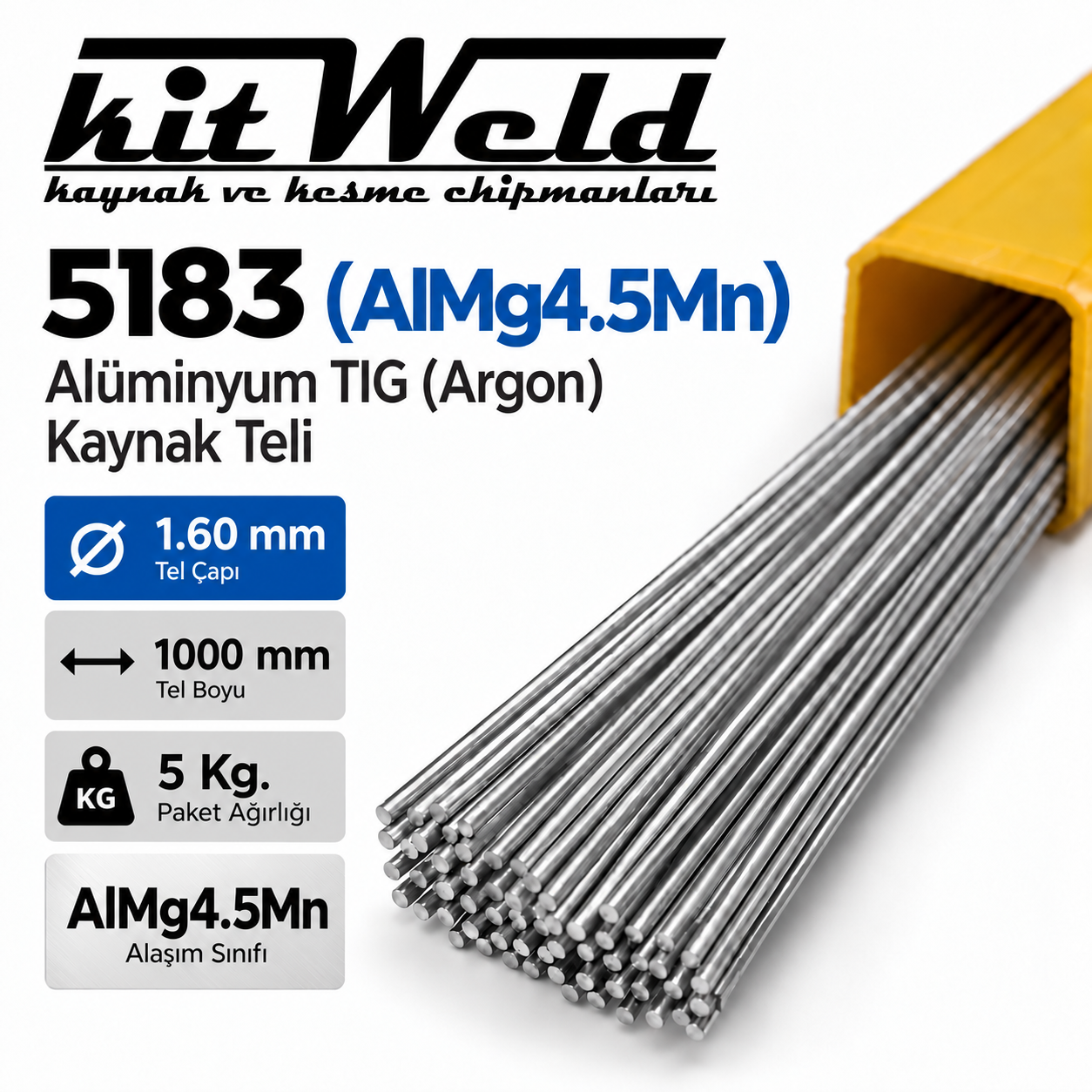 ER5183 AlMg4.5Mn Ø1,60 mm TIG Kaynak Teli