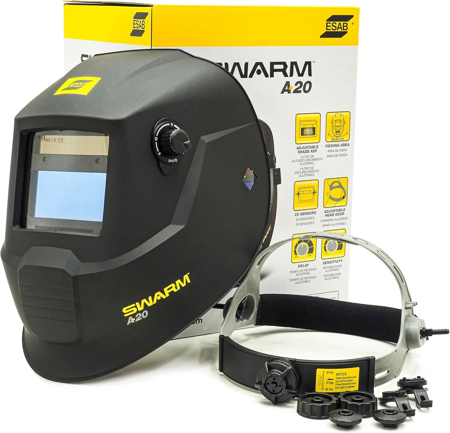 ESAB SWARM A20 Otomatik Kararan Kaynak Maskesi | Profesyonel Colormatik Maske