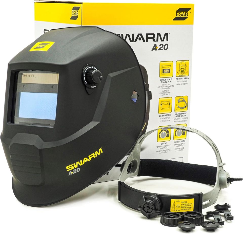 ESAB SWARM A20 Otomatik Kararan Kaynak Maskesi | Profesyonel Colormatik Maske