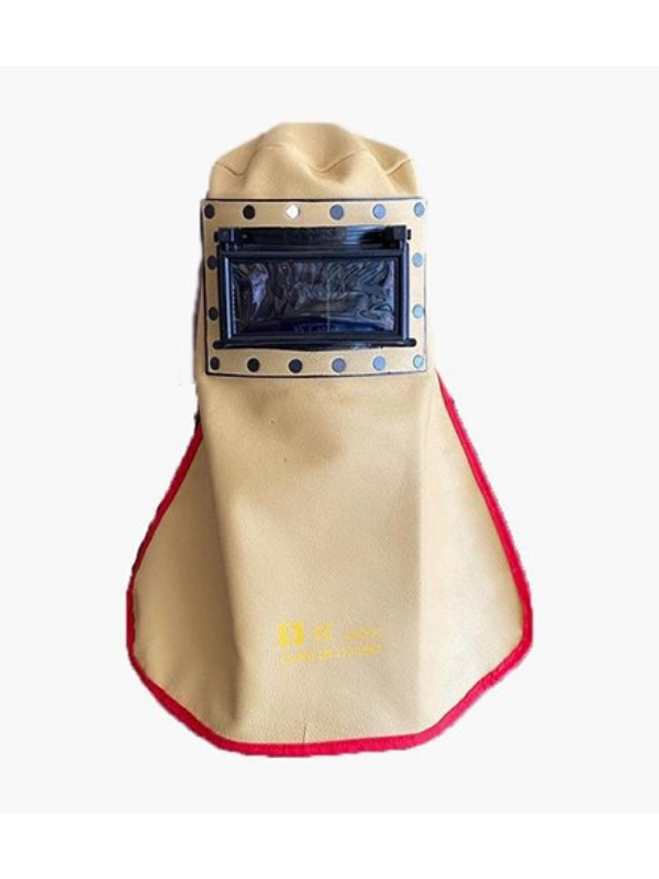 Sağdıç Deri Kapaklı Kaynakçı Baş Maskesi Yeleli Arkası Açık