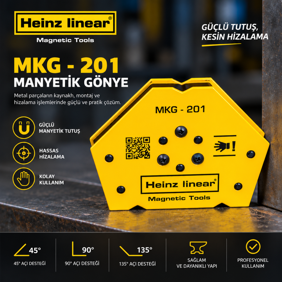 Heinz Linear Açılı Mıknatıslı Manyetik Gönye MKG-201 | Kaynak Gönye